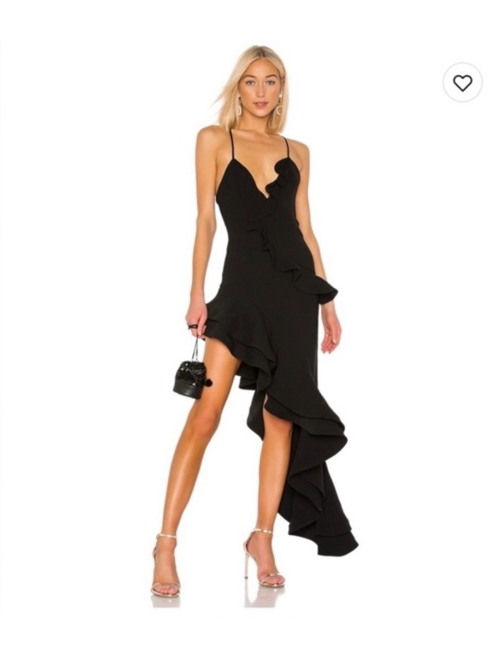 Lovers + Friends Black High-Low Ruffle Slip Dress